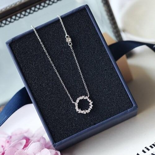 Circle Geometric Necklace Pendant Woman Clavicle Chain Blue Sea Fashion Party Accessories Necklace