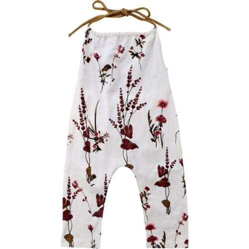 Newborn Kids Baby Girls Floral Strap Halter One-Pieces Romper Jumpsuit Outfits Sunsuit baby clothing