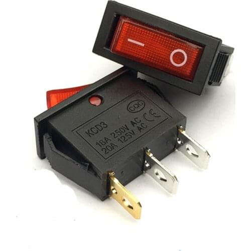 Rocker Switch Red 3 Pin ON-ON Latching 2 Position SPDT CQC UL With Light AC 15A/250V New Boat Rocker Switch