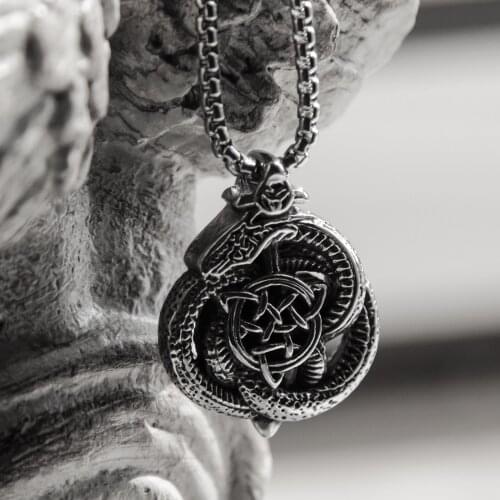 Titanium Steel Triangle Knot Pendant Animal Dragon Pendant Mens Necklace Gothic Hip Hop Jewelry Motorcycle Accessories