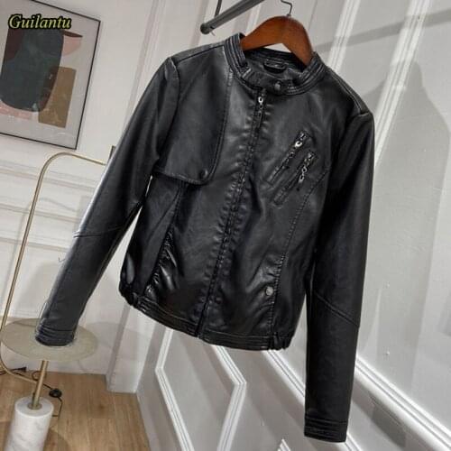 Guilantu New Faux Pu Leather Jacket Women Spring Autumn Zipprt Short Jackets Ladies Outwear Moto Motorcycle Biker Coat Female