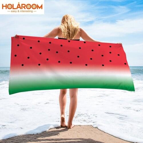 Summer Bath Towels Watermelon Pattern Towel Double Fleece Fruit Print Beach Bath Towel Women Shawl Sports bath towels for adults