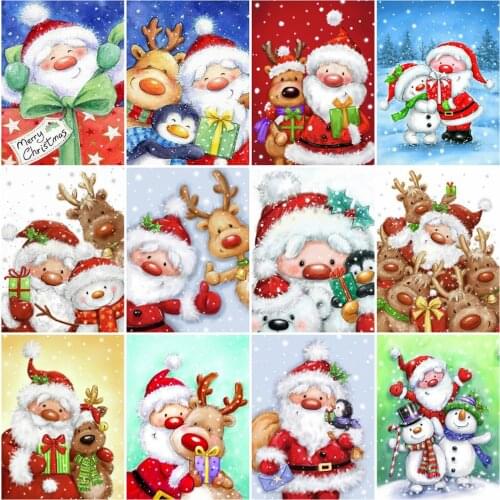MomoArt DIY Diamond Mosaic Santa Claus Full Drill Square Diamond Embroidery Cartoon Needlework Mosaic Deer Christmas Gift