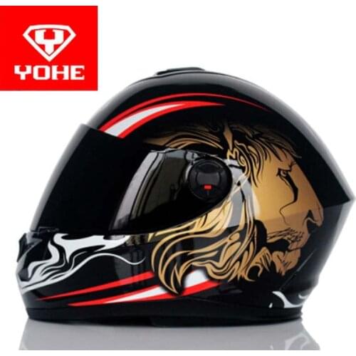 2019 Fashion YOHE Motorcycle helmet full face running motorbike helmets Warm scarf made of ABS Model YH966 with lion pattern