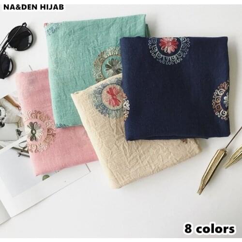 2019 new scarf embroider flower shawl fringe vintage scarves shawls soft women fashion muslim hijab headband circle floral wrap