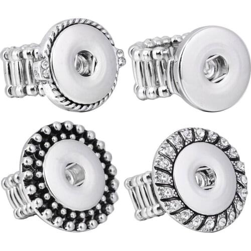 New High Quality Simple Style Adjustable Ring Vintage Metal 18mm Snap Buttons Ring for Men Women Ring Snap Button Jewelry