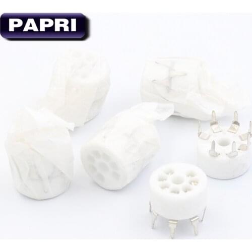 PAPRI 10PCS Ceramics B7G 7Pin Tube Socket PCB Mount Audio For EC92 6Z4 EAA91 6X4 Etc