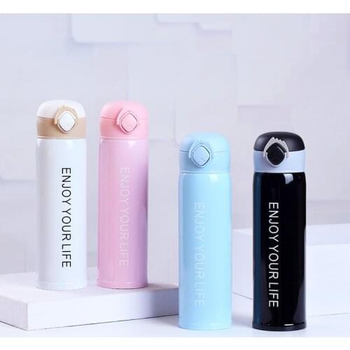 'ENJOY YOUR LIFE' Portable Thermos Bottle Girl/Boy Stainless Steel Water Bottle Vacuum Flasks Insulated Cup Coffee Mug