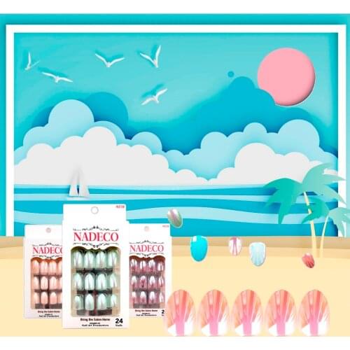 Shell Nail Art Artificial finger sticker Chrome press on fake nail tips 24pcs/box