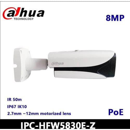 Dahua 8MP IR Bullet Network Camera IPC-HFW5830E-Z WDR IR Bullet Network Camera 2.7mm ~12mm motorized lens with POE