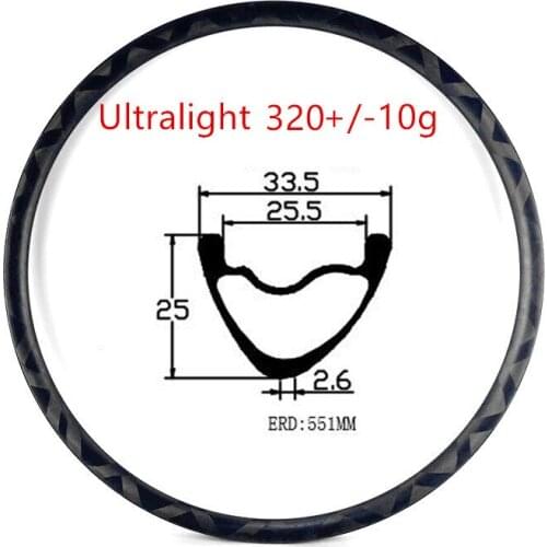 27.5er carbon mtb rims Ultralight 320g 33.5x25mm V asymmetric bicycle rim mtb disc rim tubeless bow-knot 650B mtb bike rims