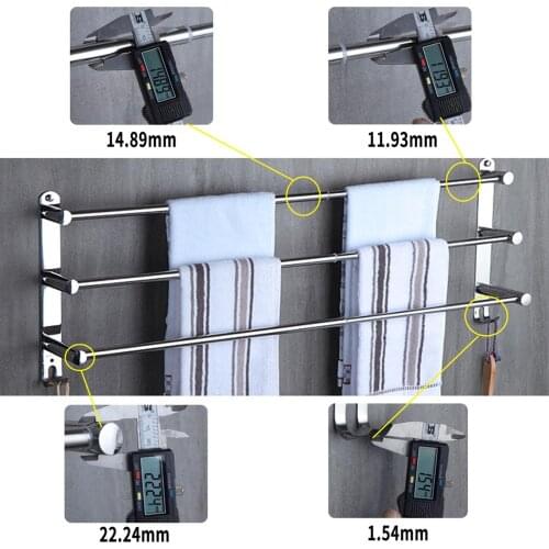 Towel Rack stainless Steel Flexable adjustable 50 to 80 CM 3 ties Arm Towel Holder Bar Rail Hanger Wall Mounted For Bathroom