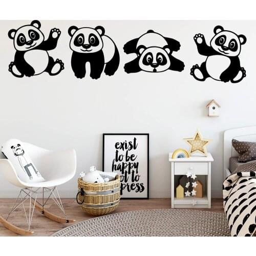 Cartoon Panda Vinyl Wall Stickers Wall Decor For Kids Room Baby Room Home Decoration Removable Wall Decals stickers muraux