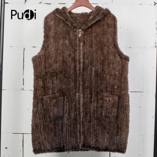 VT7026 The new womens vest real mink fur vests jackets with hood plus size xxxxl bust 120 cm