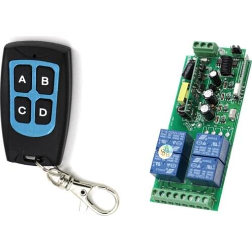Top Quality Wide Voltage 85V - 250V 4CH RF Wireless Remote Control Switch System Receiver and Waterproof Transmitter 4Buttons