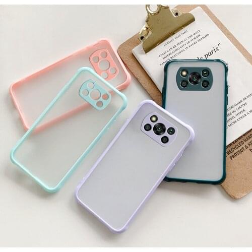 X3Poco Case Airbag Matte PC Hard Back Cover For PocoX3 Poco Poko Little X3 X 3 Pro NFC Soft Silicon Frame Armor Shockproof Coque