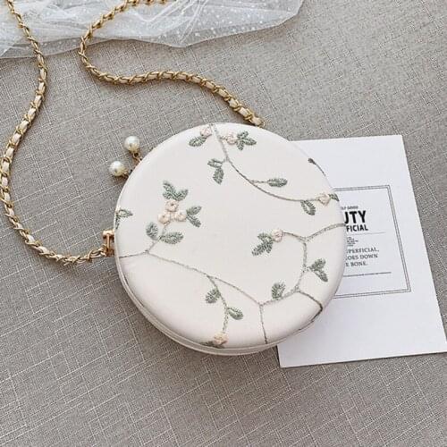 Female Lace Circular Crossbody Bags For Women 2021 PU Leather Luxury Handbag Designer Small Ladies Sling Shoulder Messenger Bag