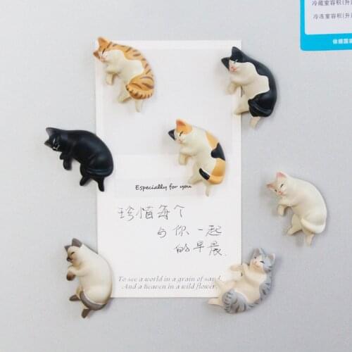 1 PCS Lazy Cat Refrigerator Magnet Message Photo Wall Fridge Magnets Sticker Creative Cute Sleep Cat Home Decoration Accessories