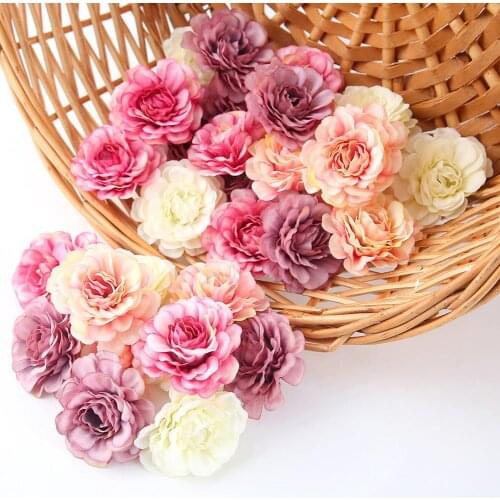 10Pcs Multi-layer Artificial Simulation Flower Heads Wedding Party Home Decor Multi-layer Fine Workmanship Flower DIY Parts