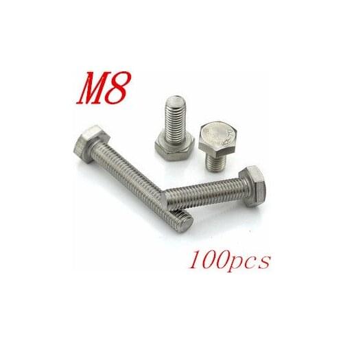 100pcs/Lot Free Shipping Metric Thread M8*10/12/14/16/18/20/22/25/30/35mm Stainless Steel outer Hex Head Cap Screws Bolts