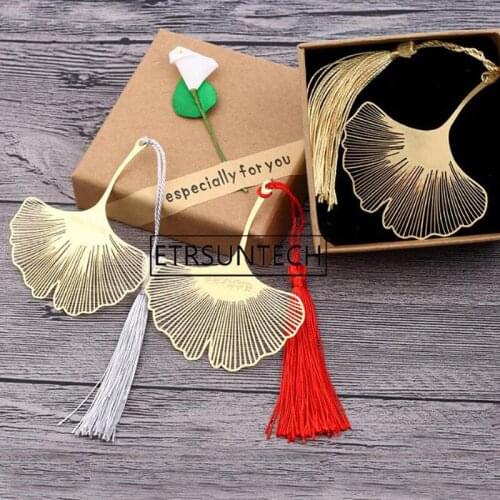 100pcs Bookmark Metal Custom Logo Wedding Favor Baby Birthday Return Gift Golden Bookmark With Tassel School Graduation Souvenir