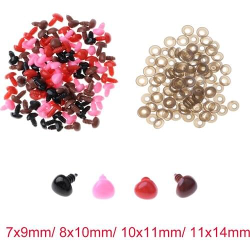 100pcs Mix Colored Plastic Screw Safety Nose for Bear Doll Stuffed Toy Animal Doll Nose for Teddy Bear Soft Toy Making or Repair