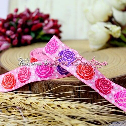 100yards beautiful flower printed FOE(floral prints), 5/8" folding elastic, best for hand bands, hair bands hair accessories