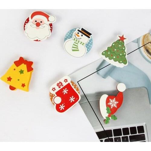3Pcs Christmas Clips Eye-catching Cartoon Shape Wood Mini Xmas Themed Wooden Clip Pictures Photo Decorative Adorable Clothespins