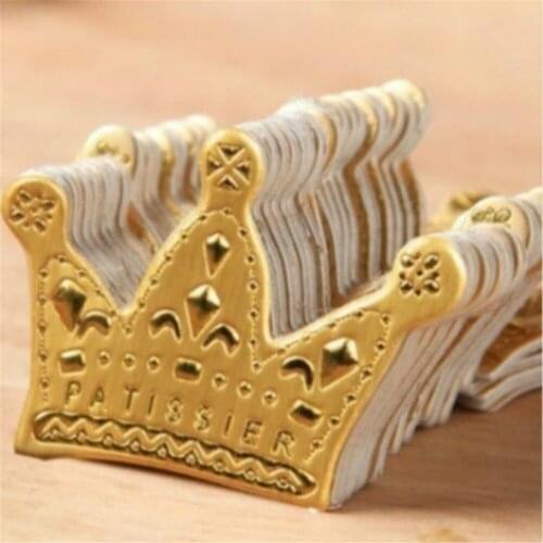 50Pcs/lot Gold Princess Crown Cake Topper Favors Party Cupcake Picks Wedding Birthday Decorations Accessories