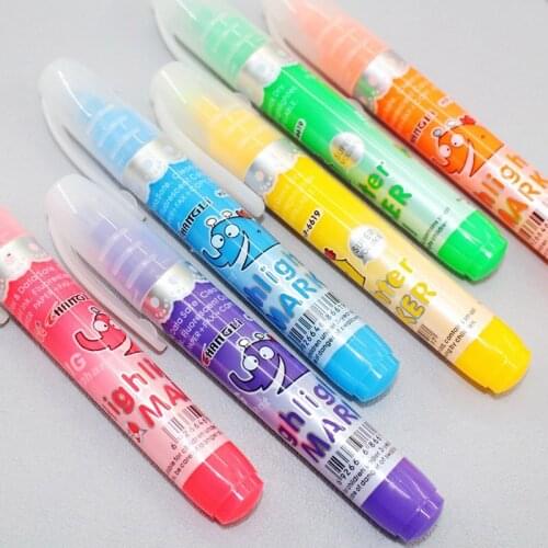 6Color/Set Creative Cute Candy Fluorescent Highlighter Hand Account Drawing Pen Marcador Child Gift Office&School Supplies