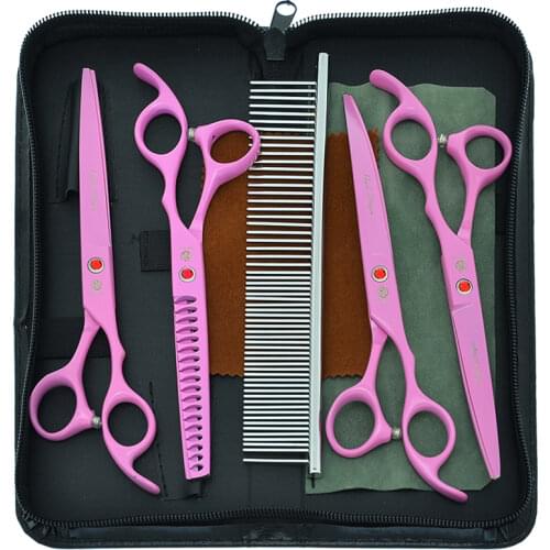 7.0" Purple Dragon Dogs Cutting Scissors Fish Bone 18Teeth Thinning Shears Stainless Steel Pets Grooming Clippers Forceps B0036B