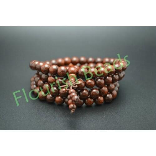 8mm Indian Pterocarpus Santalinus Wood Round Beads Unisex Mala Prayer Bracelet Jewelry Free Shipping