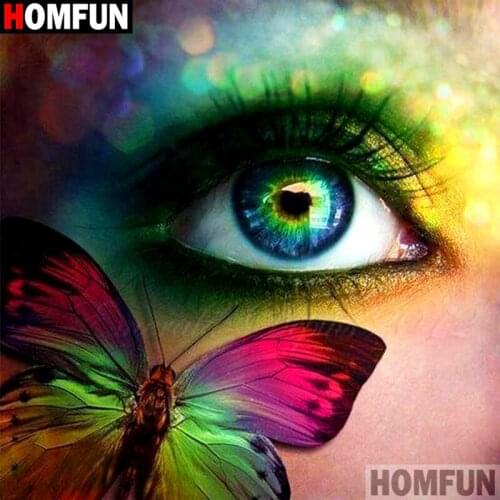 HOMFUN DIY 5D Diamond Painting "Butterfly eye" Full Diamond Embroidery Sale Picture Of Rhinestones For Festival Gifts A16794
