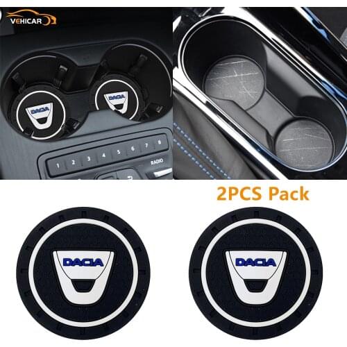 VEHICAR 2PCS Car Water Cup Anti-Slip Pad Bottle Holder Mat Car Styling For DACIA Decorate Accessories Scratch Proof