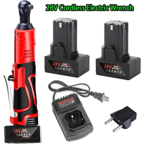 Cordless Electric Ratchet Wrench 28V 3/8 Inch 6500mAh Lithium Battery Electric Wrench with 8 Sockets Power Tools Car Tools