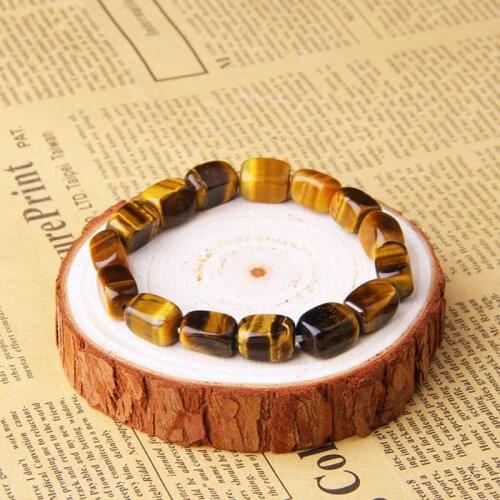 Quality Natural Square yellow tiger eye stone minerals beads bracelet for men Women raw stone bracelet jewelry gifts wholesale