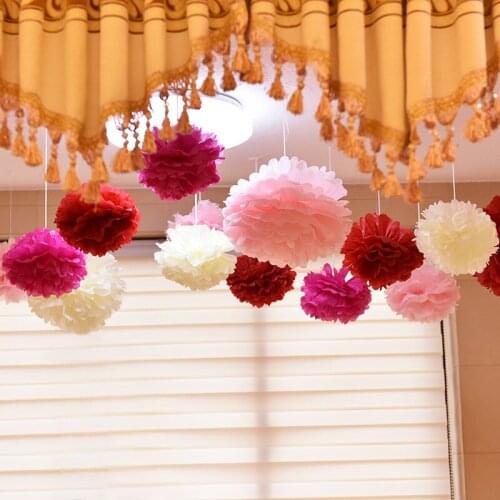 10PCS Handmade 6''(15CM) Tissue Paper Pom Poms Paper Flower Ball Pompom For Home Garden Wedding Birthday&Wedding Car Decoration