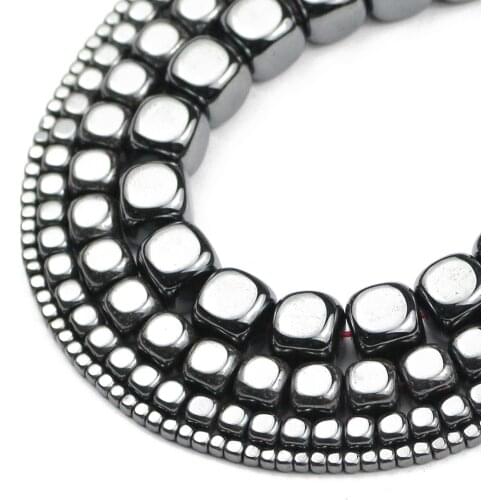Square Cube Black Hematite Natural Stone spacer Loose beads For Jewelry making 2/4/6/8mm bracelets Necklace DIY accessories