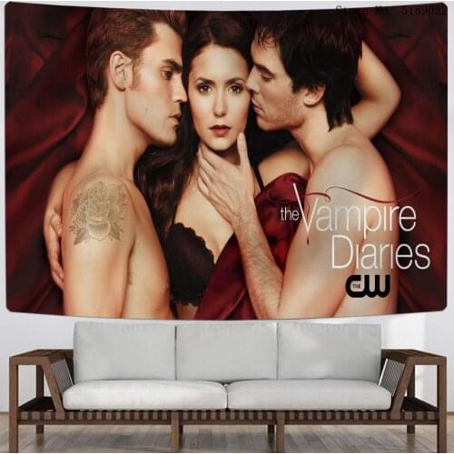The Vampire Diaries Wall Hanging Movies Series Tapestry Wall Decor Holiday Halloween Gift Tapestry Custom Wall Cloth for Bedroom