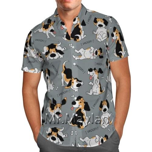 Funny Cartoon Dog 3D Printed Hawaiian Shirt Short Sleeve Shirt Personalized Beach Shirt 2021 Streetwear Oversized Camisa Social