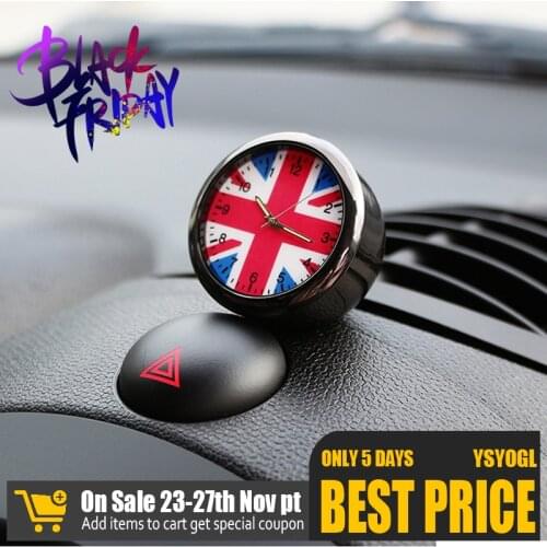 Car Interior Union Jack Air Outlet Clock Decoration for Mini Cooper Decoration Electronic Meter Clock Car Sticker Watch cool