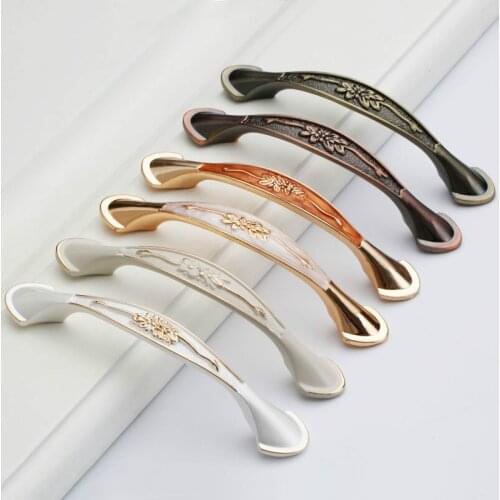 JD Furniture Hardware Cabinet Door Handle Drawer Amber Bronze European Ivory White Vintage Zinc Alloy