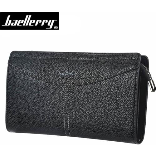 Fashion Men Clutch Bag With Card Holder Baellerry Long Zipper Men Wallets Coin Pocket Casual Business Male Clutch Phone Purse