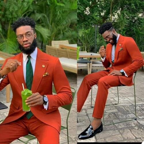 Handsome Men Tuxedos Custom Made Notched Lapel One Button Blazer Prom Party Wedding Streetwear Slim Fit Pants Jacket 2 Pieces