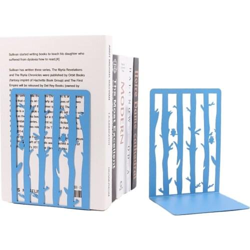 Hot Sales Metal Alloy Tree Cute Owl Bookends for Home Decoration Office School Metal Book Stand Bookends Laser Cut