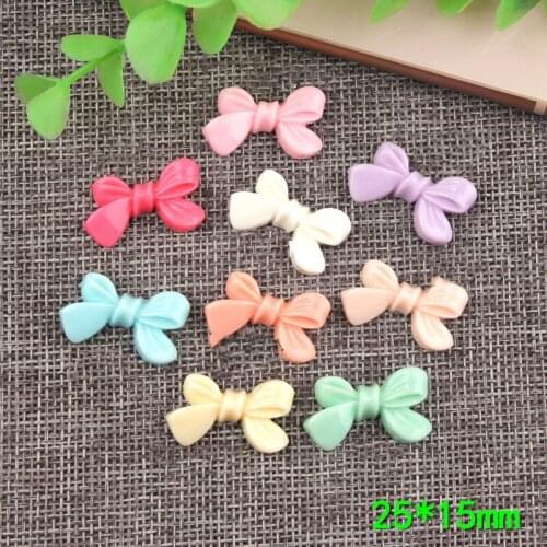 Mini Order 20pcs 25*15mm Flatback Ribbon Knot Bow Patch Sticker Resin Cabochons Embellishments Scrapbooking Clay Beads Charms