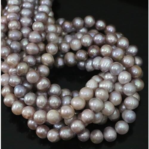 Fashion purple natural freshwater cultured pearl round loose beads European women charms diy jewelry 15inch B1400