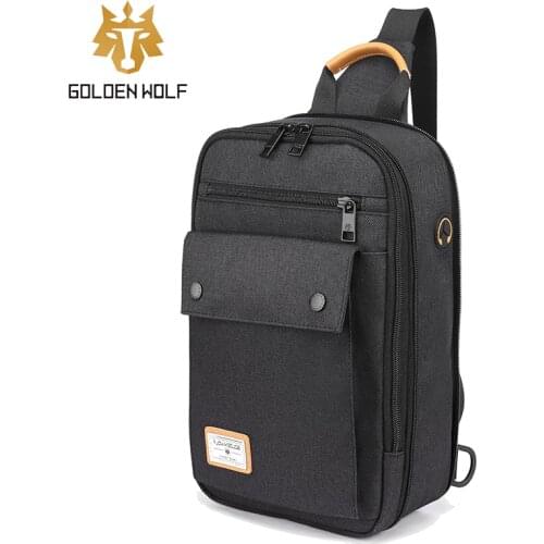 GOLOEN WOLF Fashion Mens Chest Bag Crossbody Shoulder Bags for Man Travel Sling Pack Large Capacity Anti-theft Phone Pouch Male