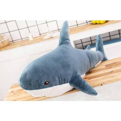 80/100cm Lovely Big Shark Soft Plush Toy Dolls Stuffed Animal Pillow Bedroom Sofa Decoration