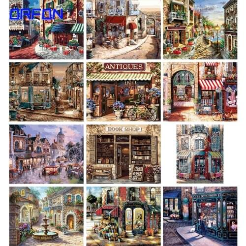 Acrylic Paint By Numbers For Adults Classic Street View Oil Painting By Numbers On Canvas Frameless 80x100cm DIY Home Decor